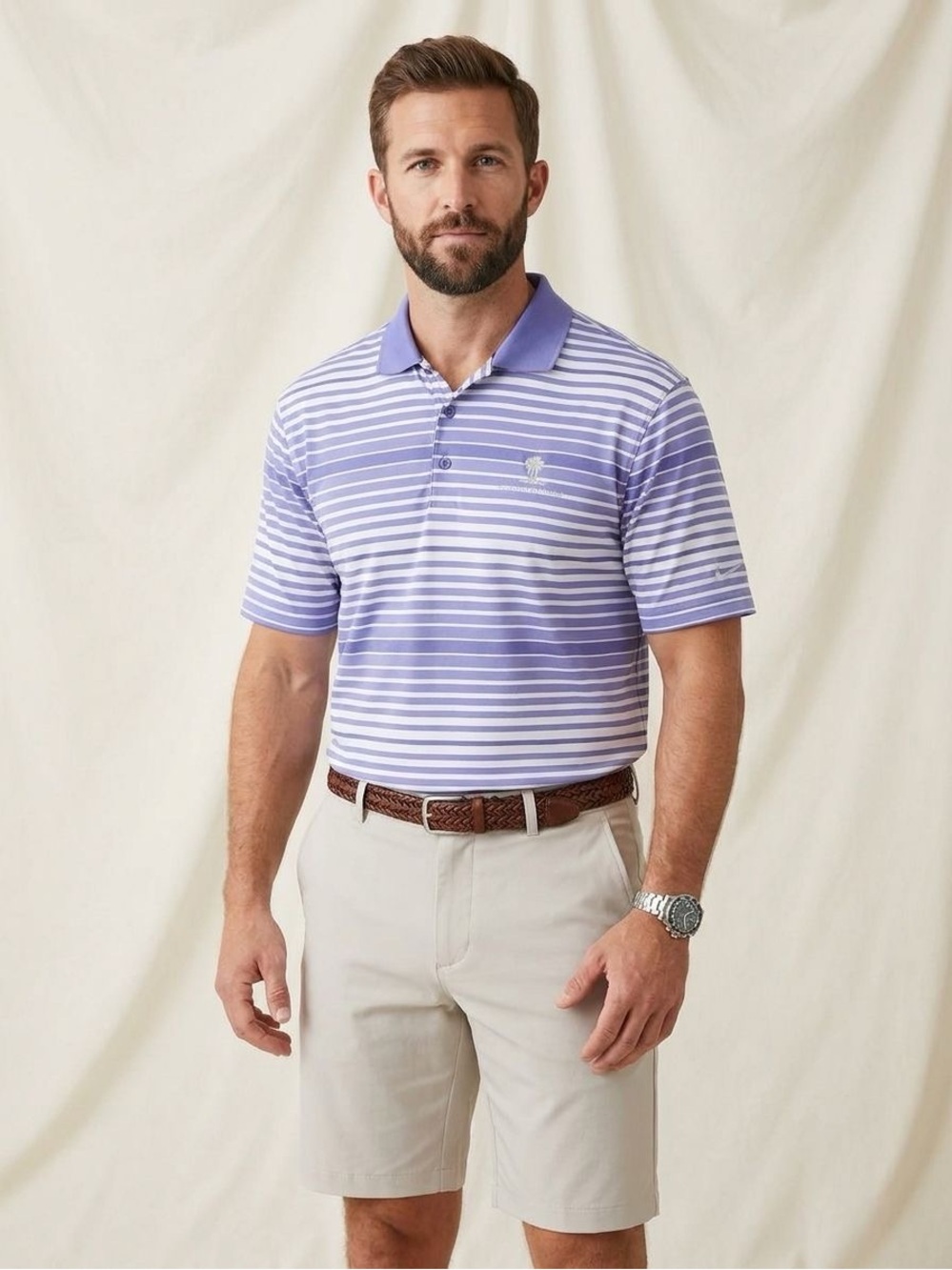 NIKE Golf Tour Performance Striped Polo — Purple & White • Men's M
